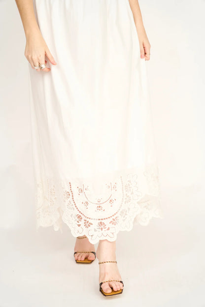 MIRTH Petra Skirt in White Lotus Eyelet