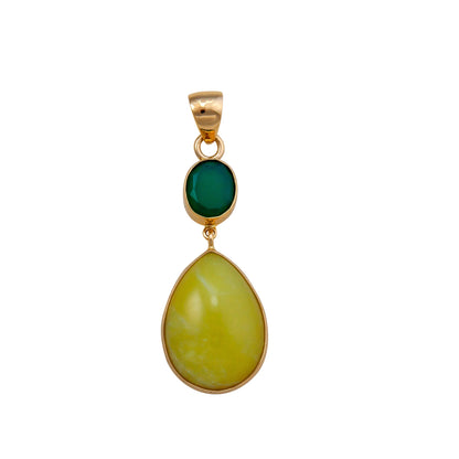 Charles Albert Alchemia Green Onyx and Serpentine Double Pendant