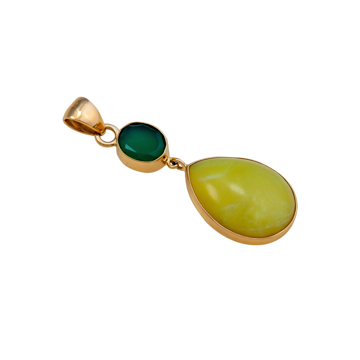 Charles Albert Alchemia Green Onyx and Serpentine Double Pendant