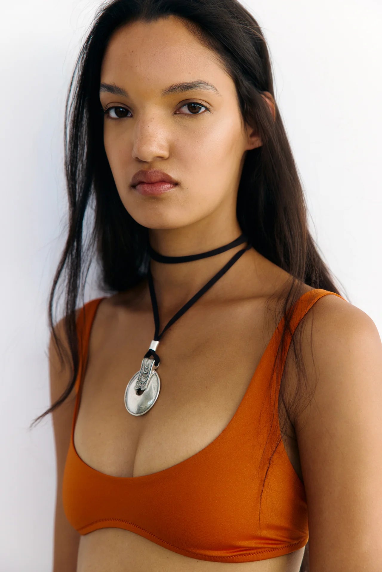 Anane-Scoop Neck Top in Orange Sunset