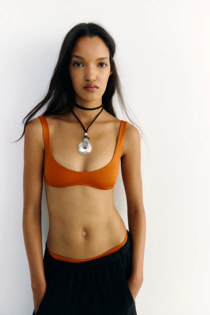 Anane-Scoop Neck Top in Orange Sunset