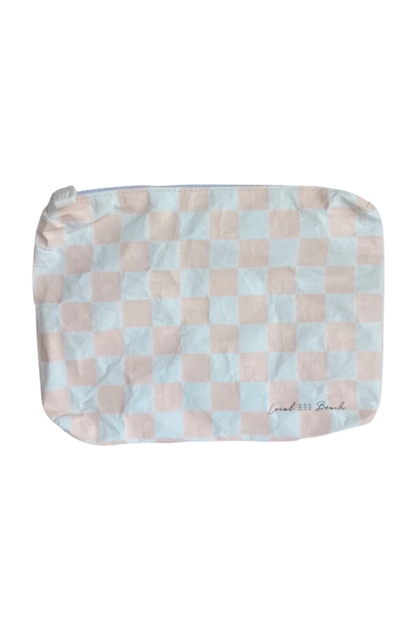 Local Beach - Blush Pink Checker Water Resistant Pouch