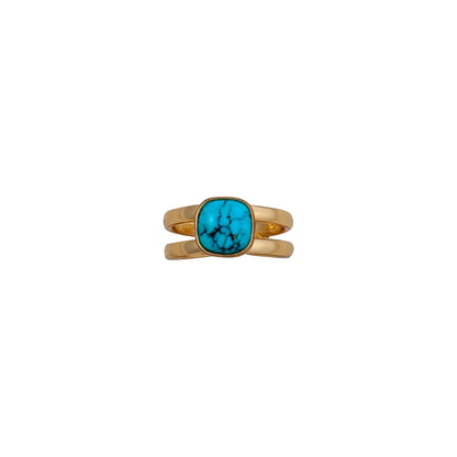 Charles Albert Alchemia Square Turquoise Adjustable Cuff Ring