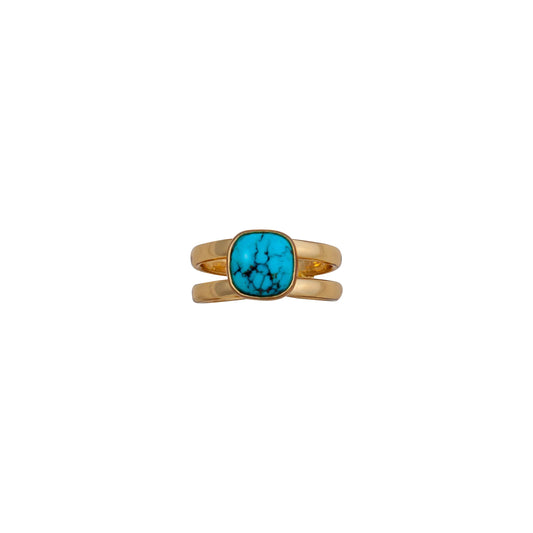 Charles Albert Alchemia Square Turquoise Adjustable Cuff Ring