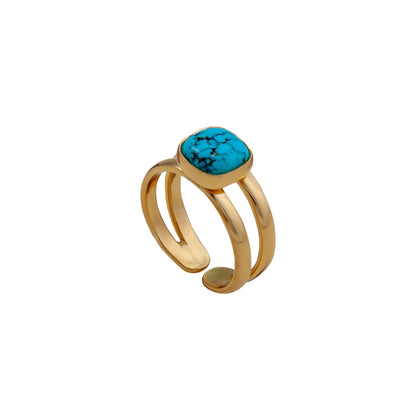 Charles Albert Alchemia Square Turquoise Adjustable Cuff Ring