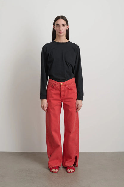 B SIDES - Charlot Split Hem Jean - Faded Tomato Overdye