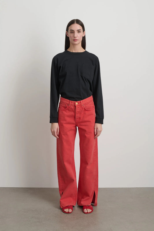B SIDES - Charlot Split Hem Jean - Faded Tomato Overdye