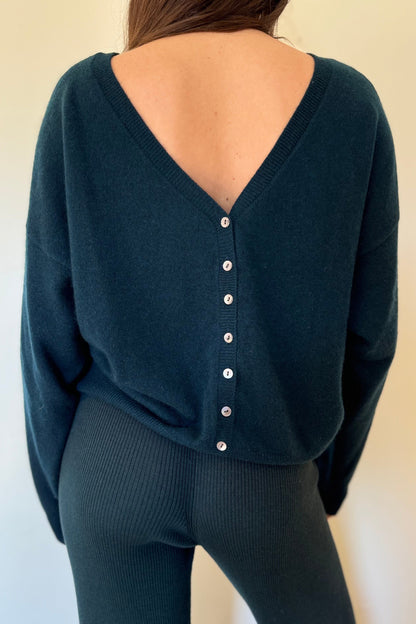 Crush Barbara Button Back Sweater - Pine