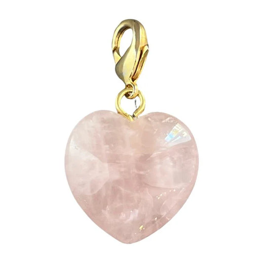 Semi-Precious Heart Charm - Rose Quartz