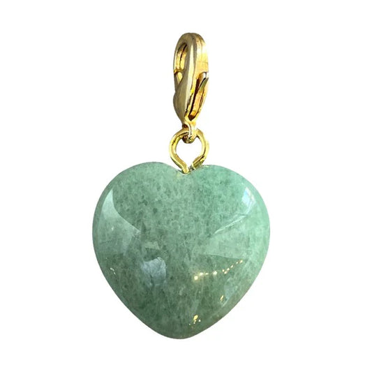 Semi-Precious Heart Charm - Green Aventurine