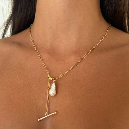 Toggle Pearl Lariat Necklace