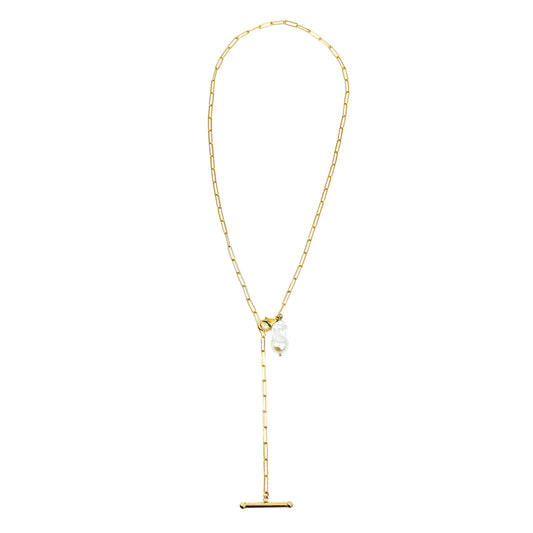 Toggle Pearl Lariat Necklace