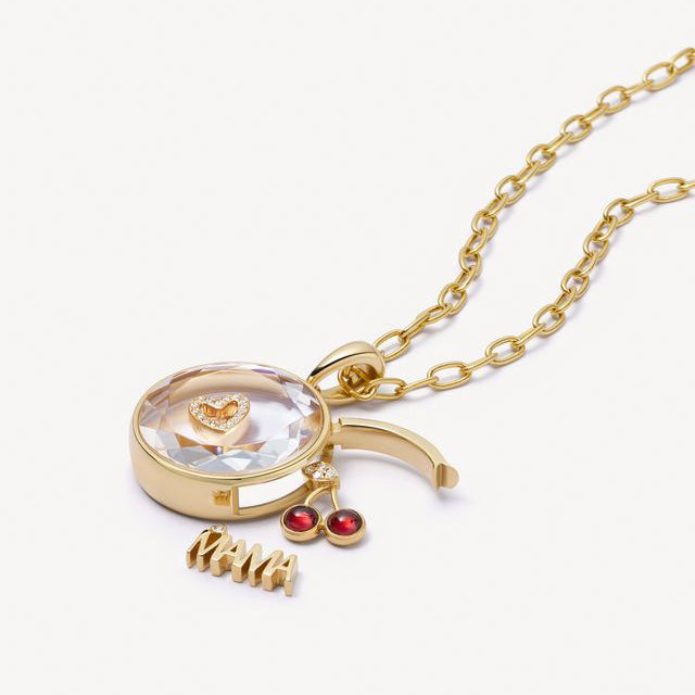 Loquet London- Midi Round Rolo Locket Necklace Set 18K