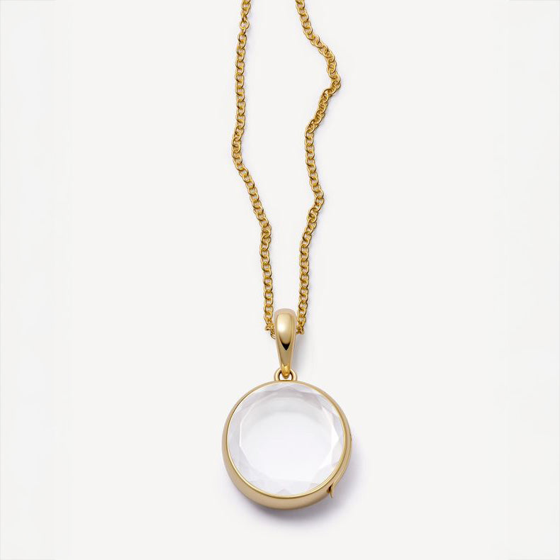 Loquet London- Mini Round Rolo Locket Necklace Set 18K