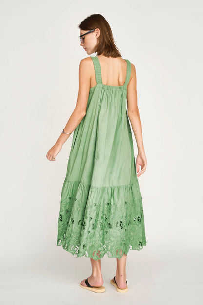 MIRTH Monaco Dress in Mint Embroidered Deco