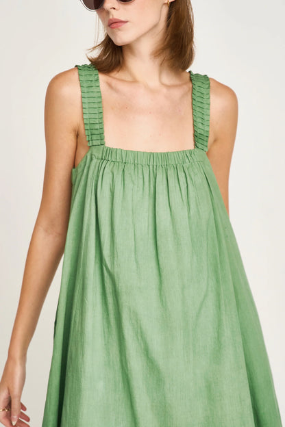 MIRTH Monaco Dress in Mint Embroidered Deco