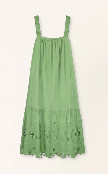 MIRTH Monaco Dress in Mint Embroidered Deco
