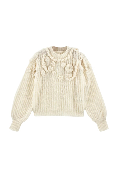 MIRTH Moritz Embroidered Pullover Sweater - Alabaster