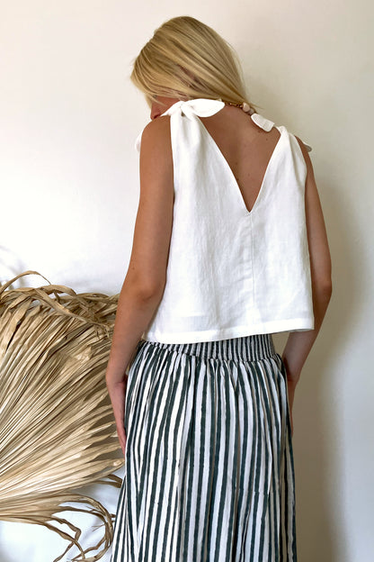 Emerson Fry Shirred Skirt - Moss Stripe