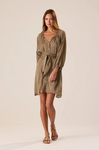 Natalie Martin - Alex Short Dress With Sash in Martini Olive