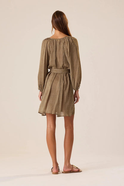 Natalie Martin - Alex Short Dress With Sash in Martini Olive