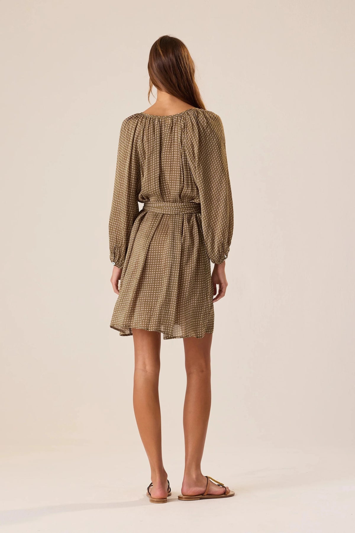 Natalie Martin - Alex Short Dress With Sash in Martini Olive