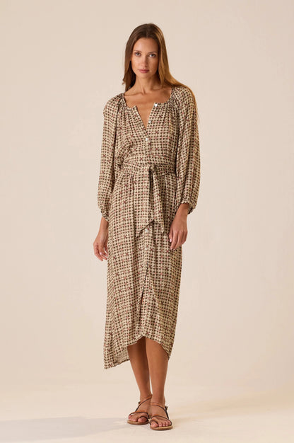 Natalie Martin - Alex Midi Dress With Sash in Martini Olive