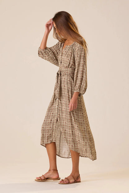Natalie Martin - Alex Midi Dress With Sash in Martini Olive