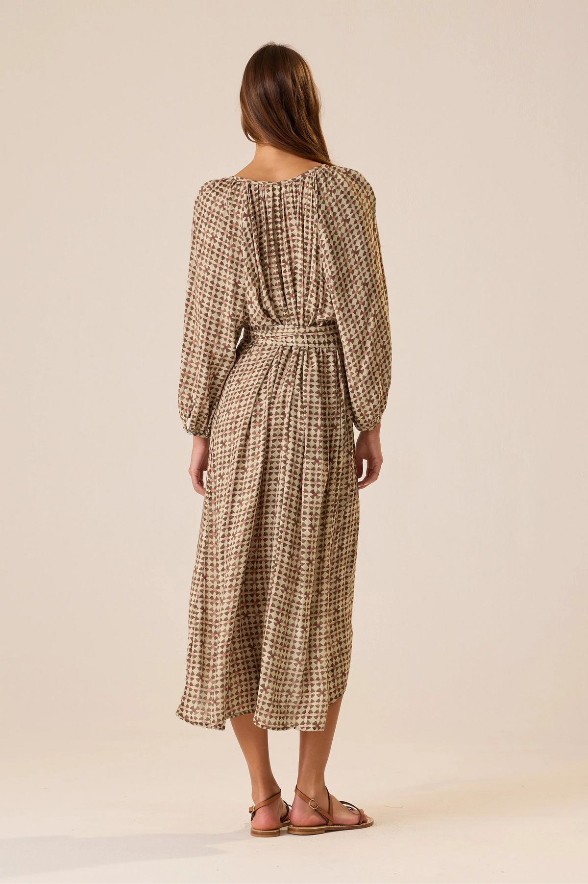 Natalie Martin - Alex Midi Dress With Sash in Martini Olive