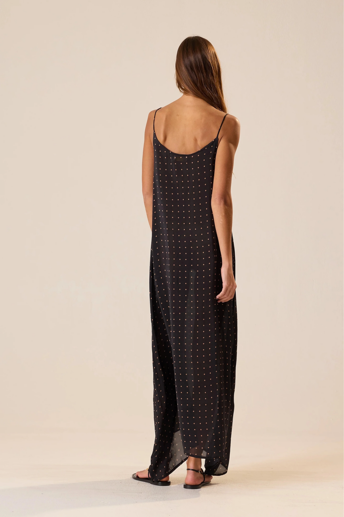 Natalie Martin - Heather Maxi in Petite Polka Dot Black & Tan