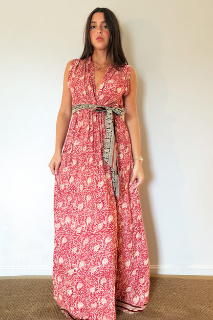 Natalie Martin Nico Maxi Dress-Water Lily Terracotta