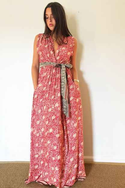 Natalie Martin Nico Maxi Dress-Water Lily Terracotta