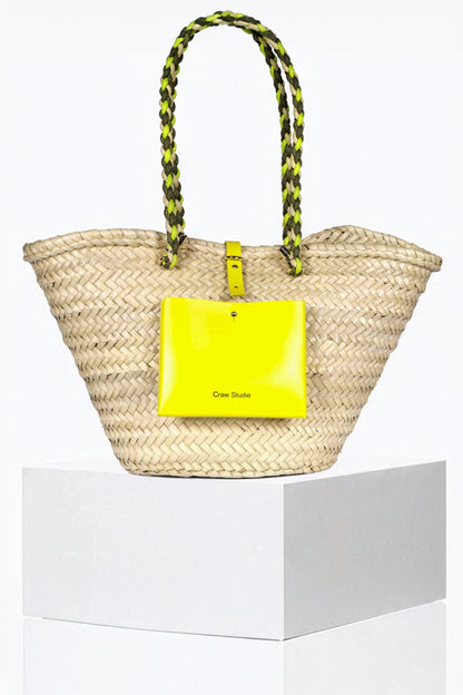 Craie Studio-Panier Holiday Basket Bag in Jaune