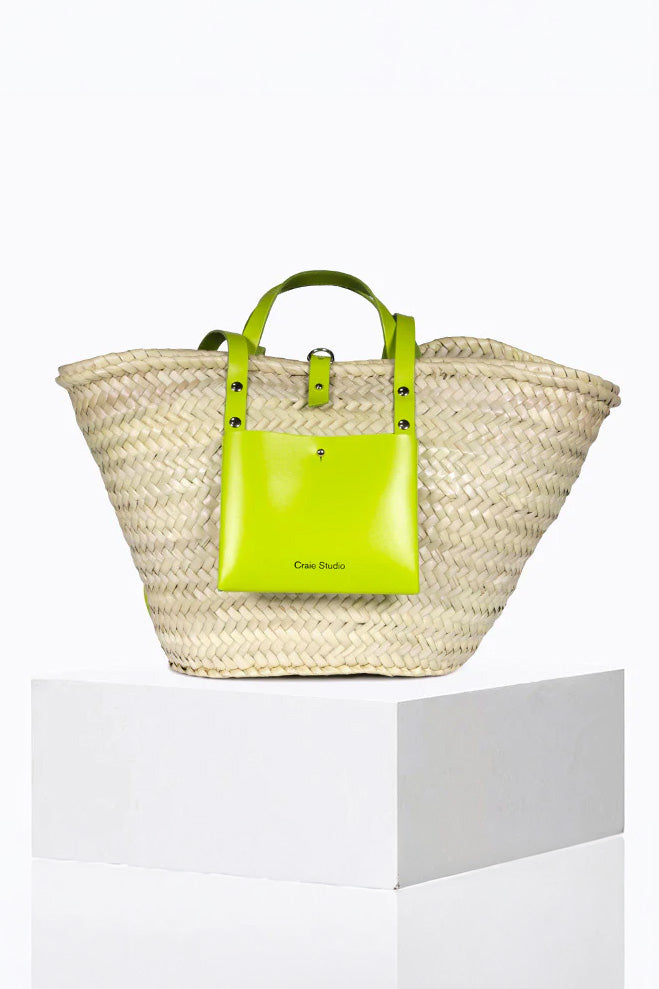 Craie Studio-Panier II Basket Bag in Lime