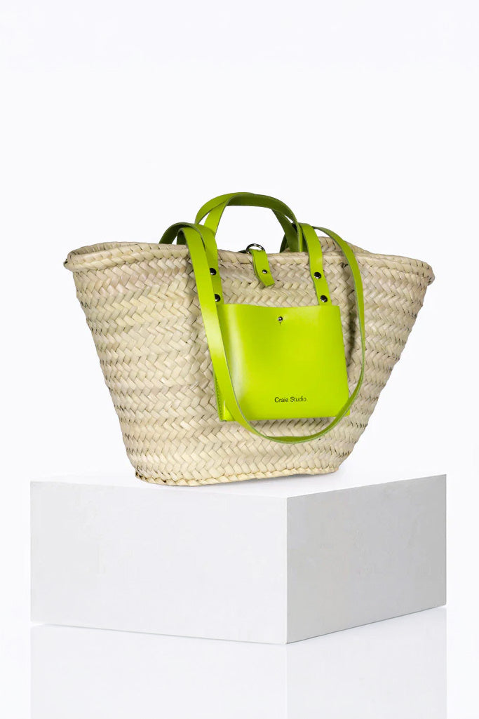 Craie Studio-Panier II Basket Bag in Lime