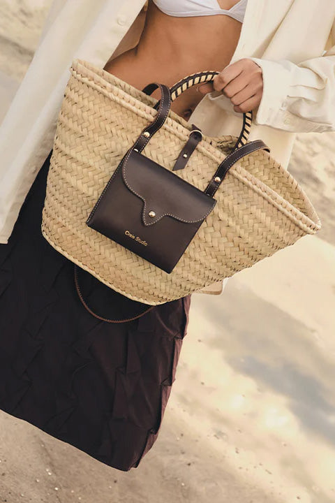 Craie Studio-Panier Monday Basket Bag in Noir Creme