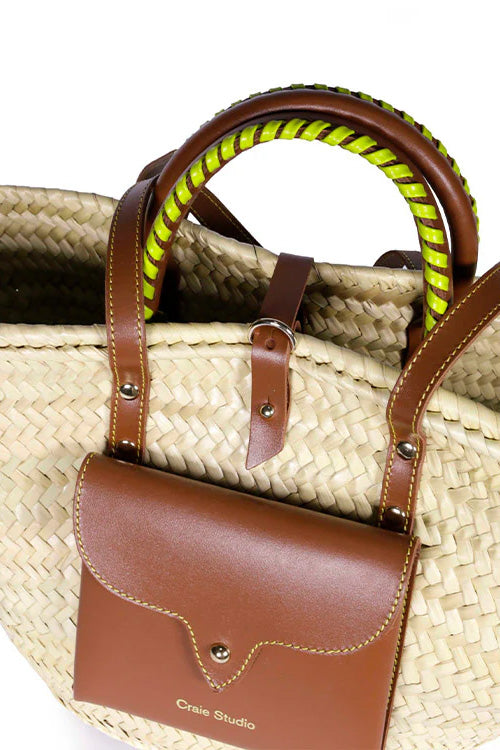 Craie Studio-Panier Monday Basket Bag in Tan Lime