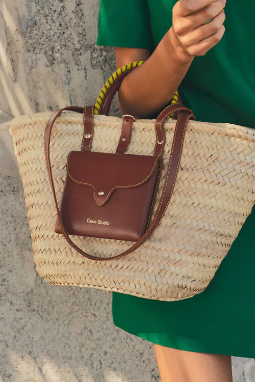 Craie Studio-Panier Monday Basket Bag in Tan Lime