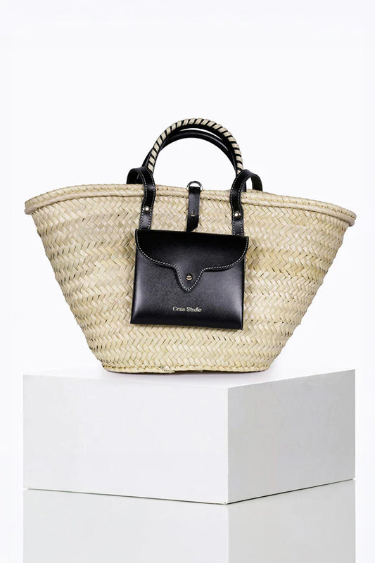 Craie Studio-Panier Monday Basket Bag in Noir Creme