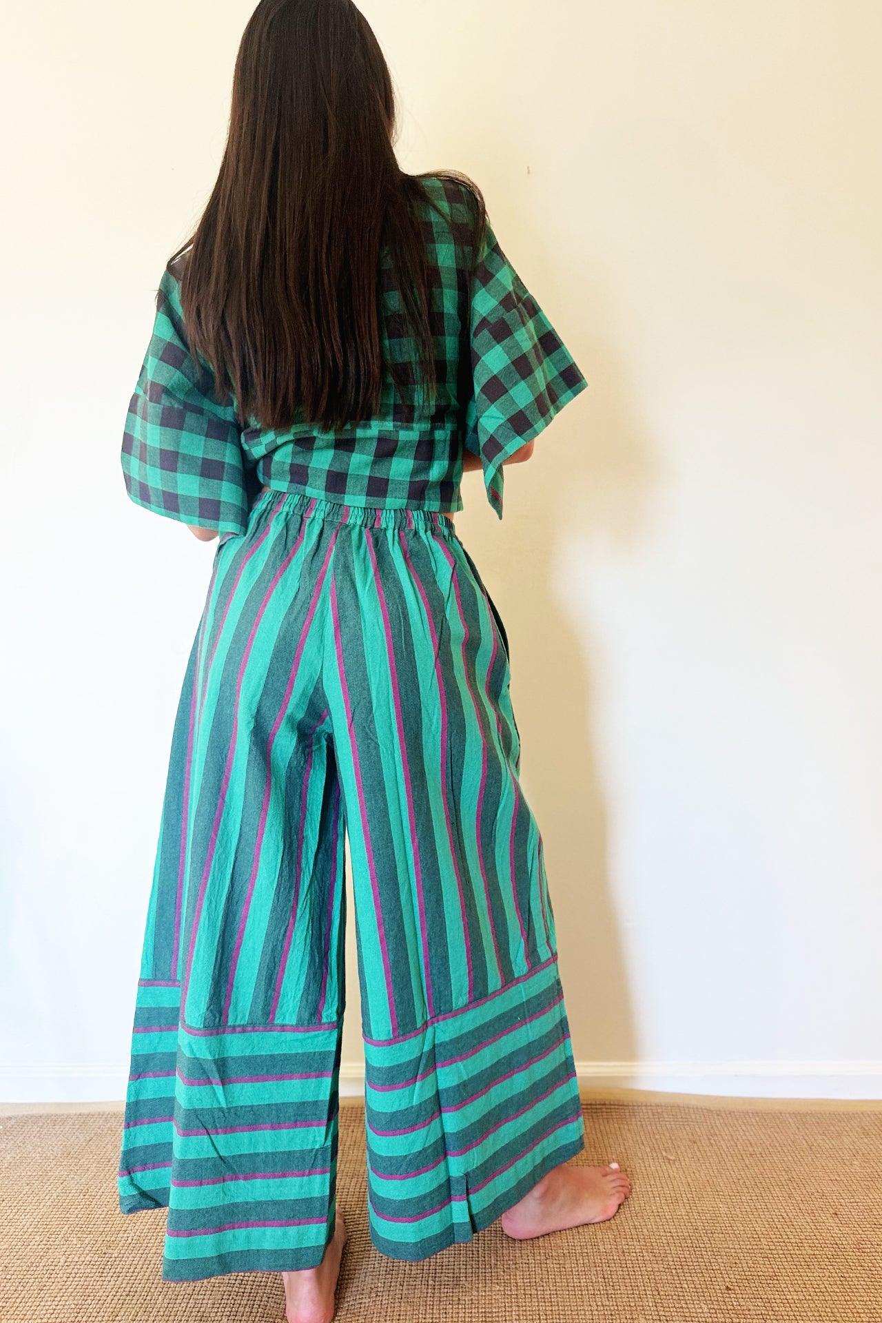 Rujuta Sheth Austin Pants - Minty Stripe