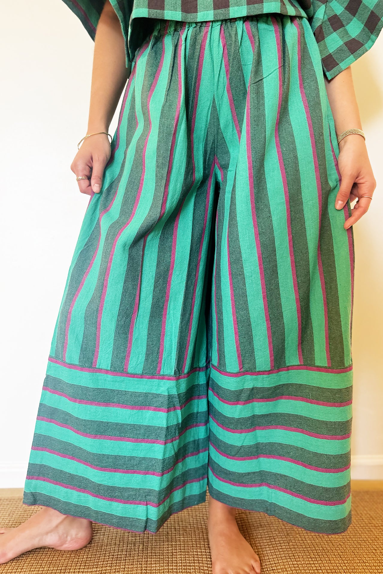 Rujuta Sheth Austin Pants - Minty Stripe