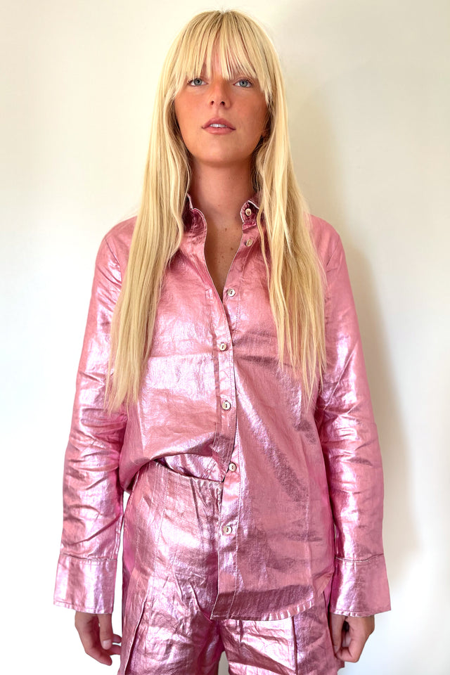 Lanhtropy San Marino Linen Shirt - Metallic Pink