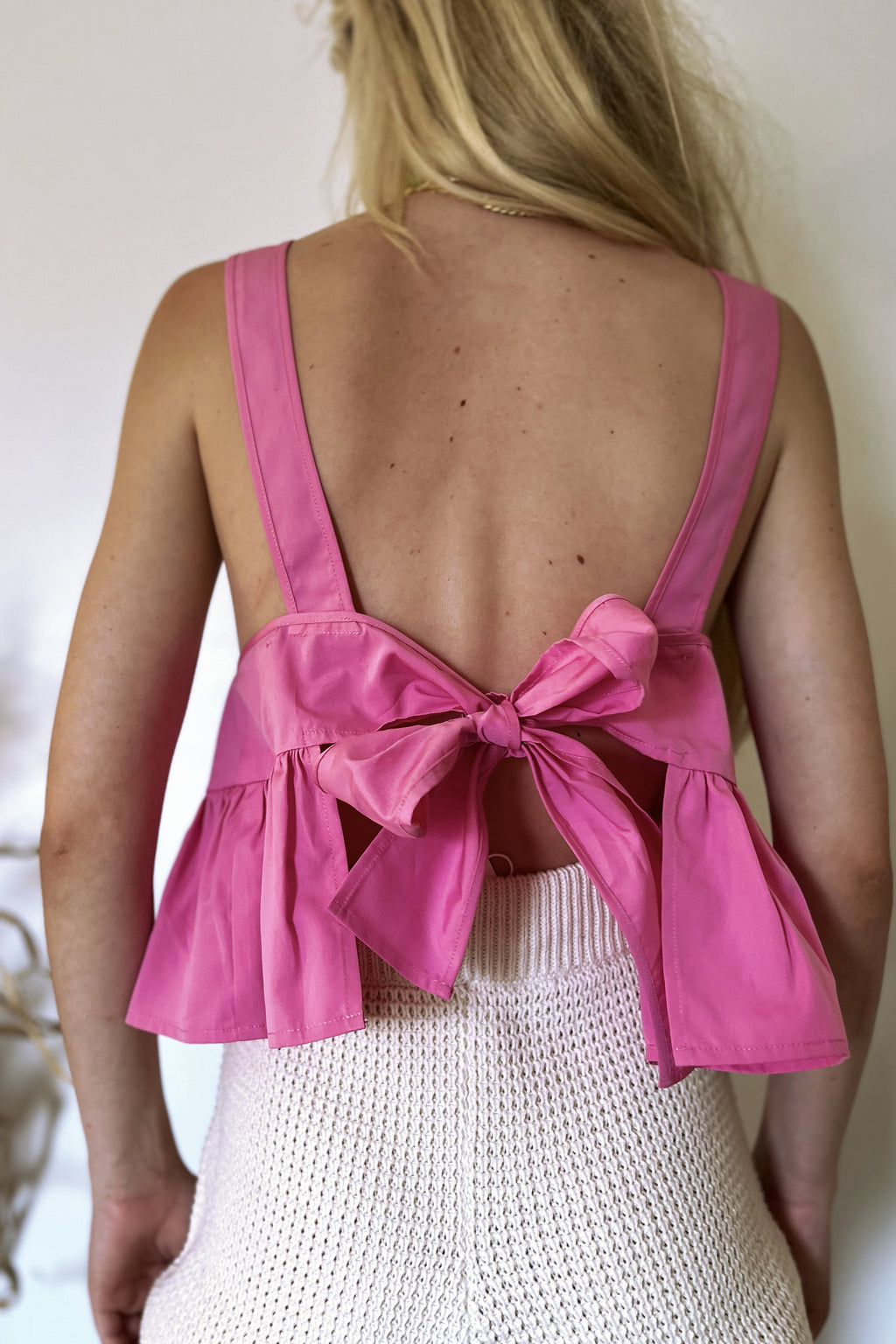 Juliette Fabbri Suncat Tie Back Top- Bright Pink
