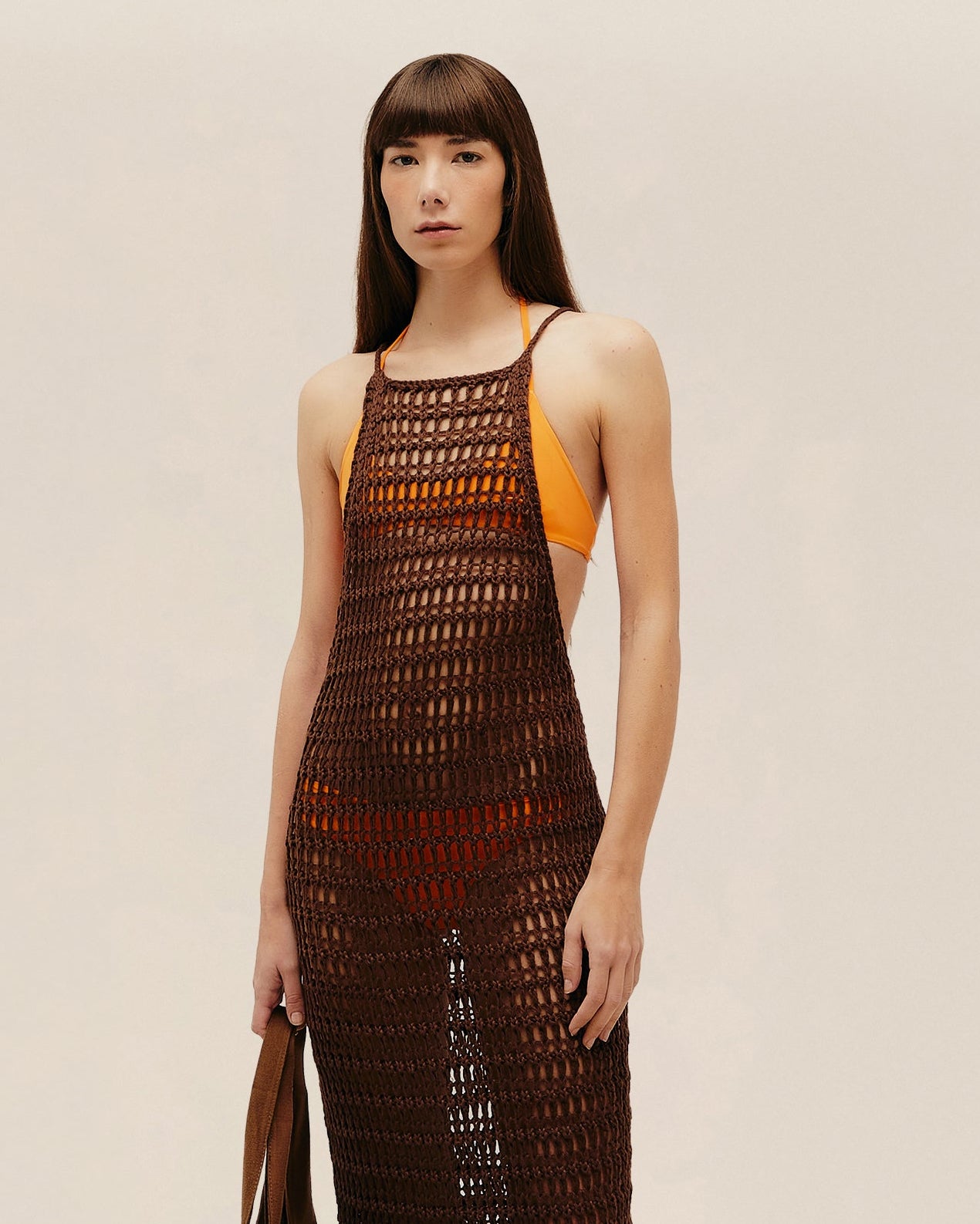 Haight-Long Pipa Knit Dress in Brauna Brown