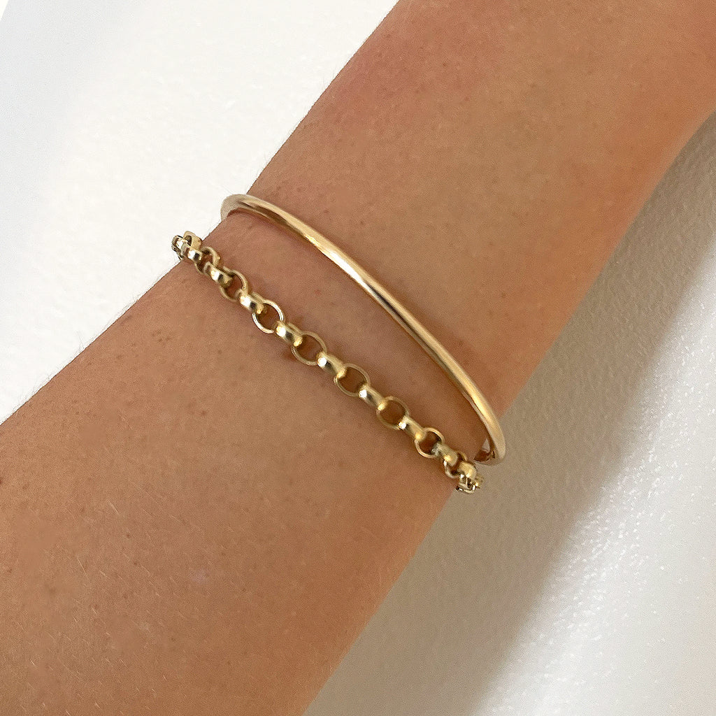Polished Cuff and Chain Bracelet