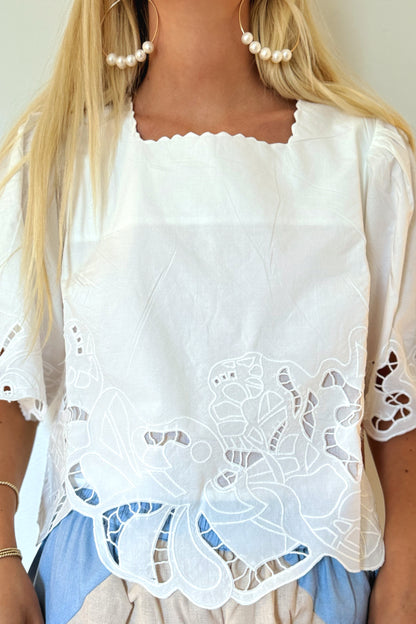 MIRTH Provence Cutwork Top - White