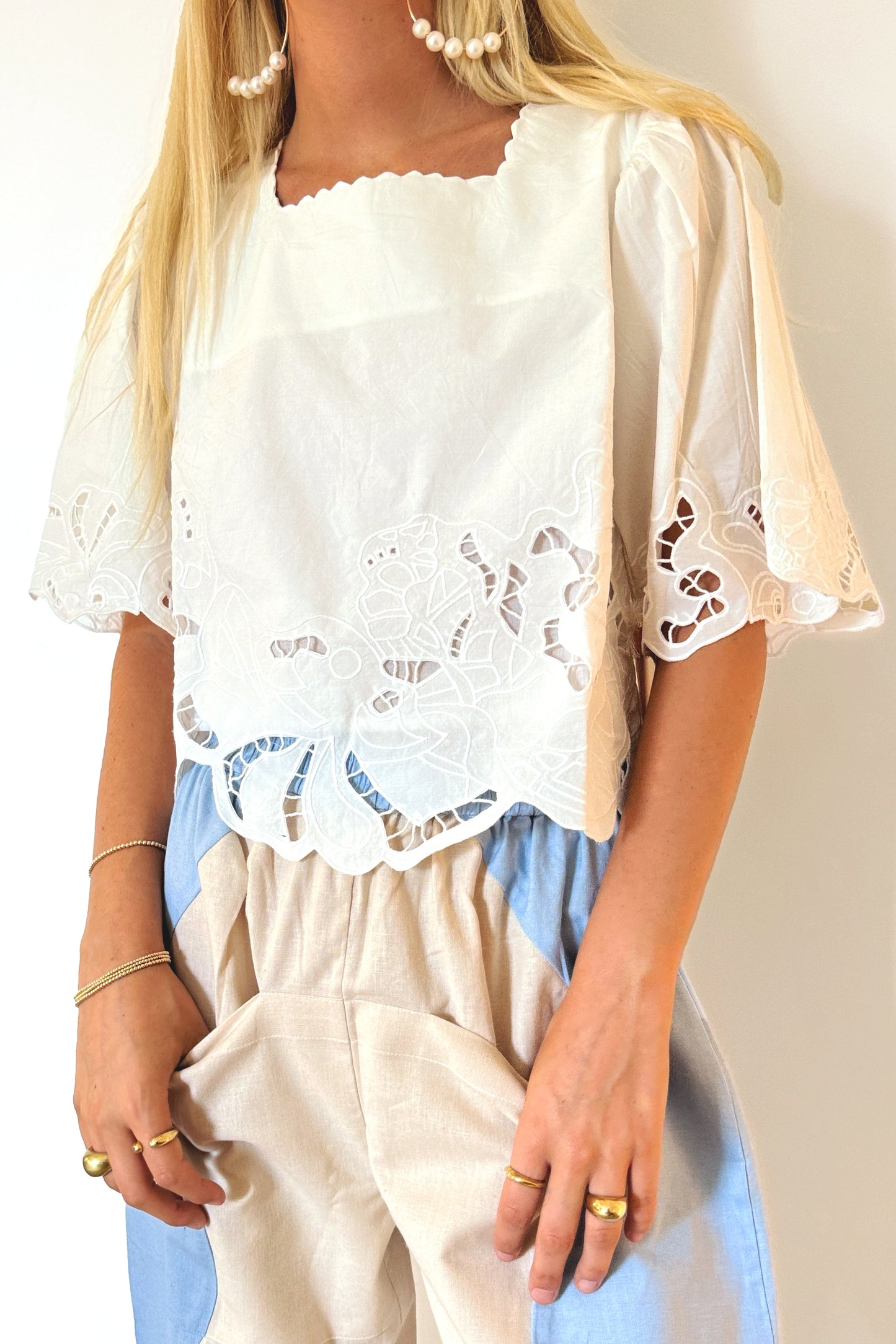 MIRTH Provence Cutwork Top - White