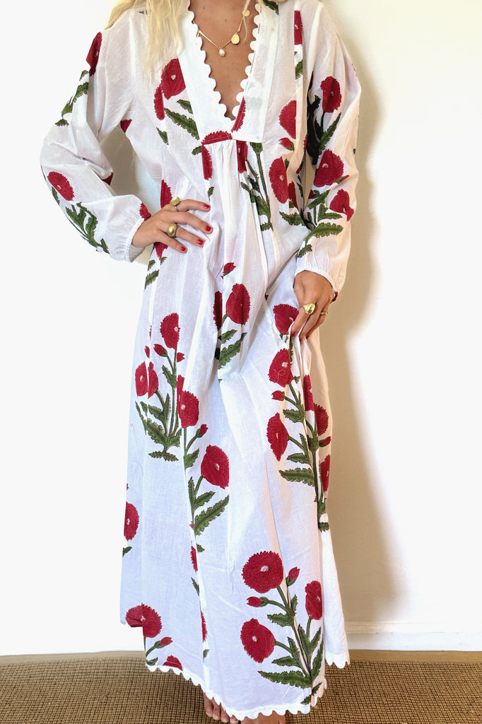 Romualda Essaouira Rito Midi Dress-Red
