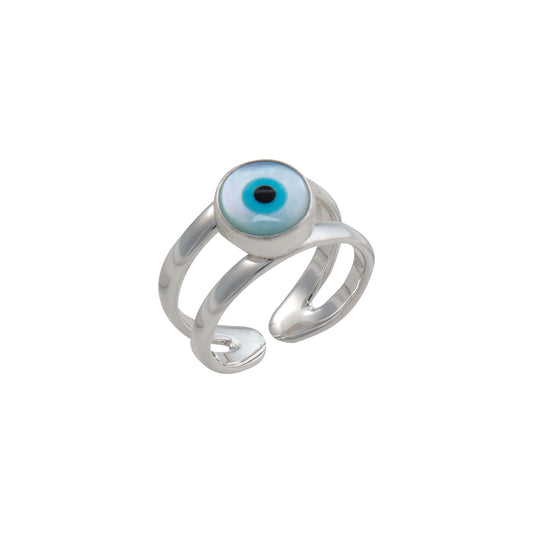 Charles Albert Double Band Mother of Pearl Evil Eye Ring