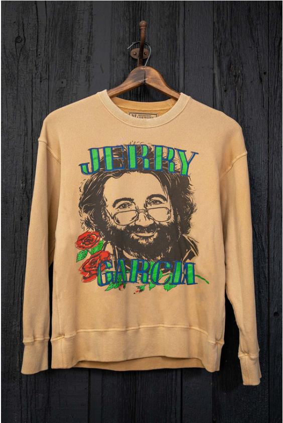MadeWorn Jerry Garcia Faded Yellow Crew Fleece